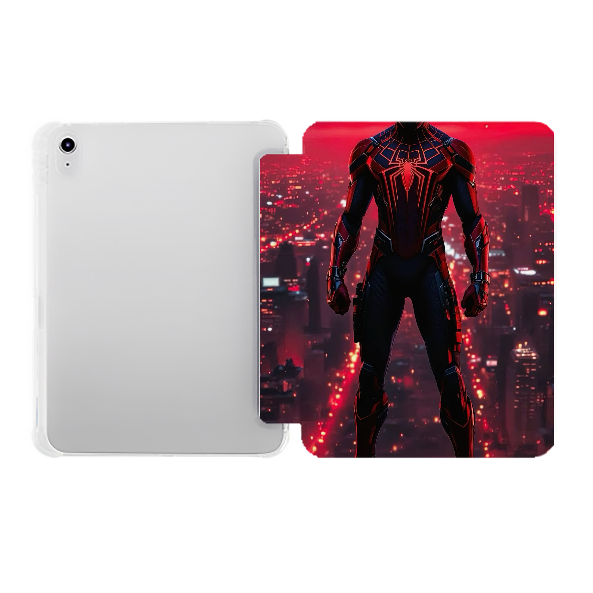 （画像用） Spider Man スパイダーマン IPad ケース ペン収納付き 三つ折りスタンド PUレザー×シリコン 対応機種9.5/10.5/10.9インチ